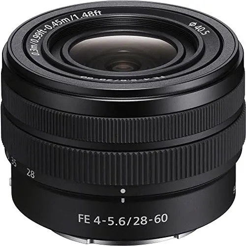 Produktbild: Sony SEL-2860 Standard-Zoom Objektiv (28-60 mm, F4–5.6, Vollformat, geeignet für A9, A7, A6000, A5100, A5000 und Nex Serien, E-Mount) schwarz