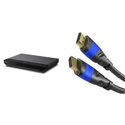 Produktbild: Sony UBP-X700 4K Ultra HD Blu-ray Disc Player (4K HDR, 4K Streaming Dienste, Super Audio CDs (SACD), USB, WiFi, HDMI) Schwarz & KabelDirekt - 4K HDMI Kabel - 3m - kompatibel mit - TOP Series