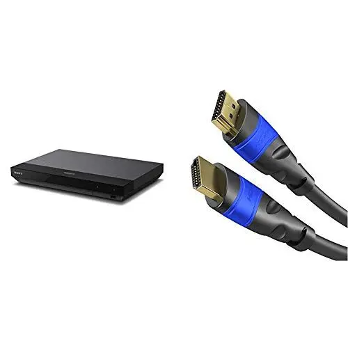 Produktbild: Sony UBP-X700 4K Ultra HD Blu-ray Disc Player (4K HDR, 4K Streaming Dienste, Super Audio CDs (SACD), USB, WiFi, HDMI) Schwarz & KabelDirekt - 4K HDMI Kabel - 1,5m - kompatibel mit - TOP Series