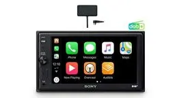 Produktbild: Sony XAV-AX1005KIT DAB+ Media Receiver, Touchscreen 6,2 Zoll, mit Bluetooth und Apple CarPlay und DAB+ Antenne inklusive, Schwarz