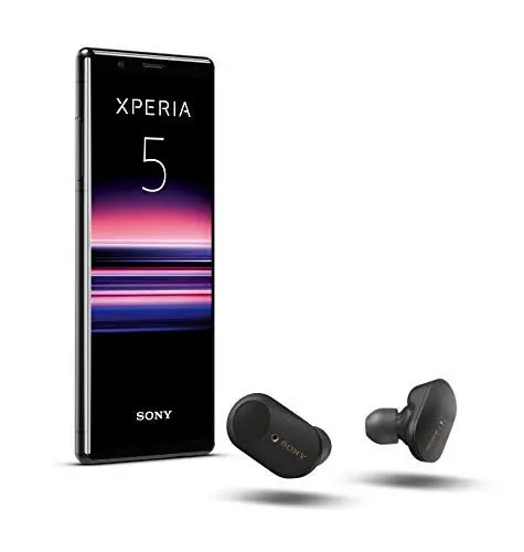 Produktbild: Sony Xperia 5 Bundle, 6.1” FHD+ HDR OLED 21:9 Display, 6GB RAM, 128GB Speicher, Schwarz + WF-1000XM3 True Wireless Noise Cancelling Kopfhörer, Schwarz