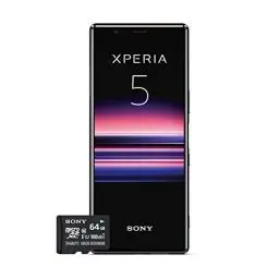 Produktbild: Sony Xperia 5 Bundle, 6.1” FHD+ HDR OLED 21:9 Display, 6GB RAM, 128GB Speicher, Schwarz + gratis 64 GB Speicherkarte (Exklusiv bei Amazon DE)