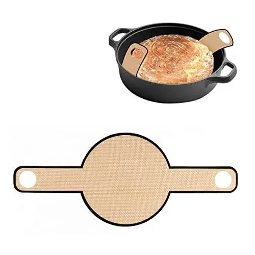 Produktbild: SOONHUA Silikon Back Matte für Dutch Ofen,Antihaft-Silikonmatte für Backbleche,Brot Backen Wiederverwendbare Silikon Teig Brot Sling Extra Lange Griffe für Brot Pan Ofen