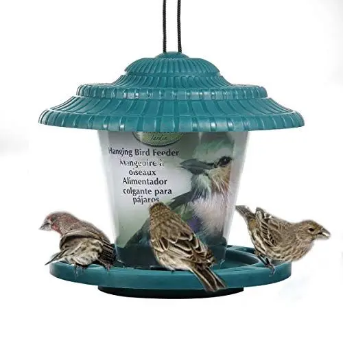 Produktbild: SOONHUA Vogelfutterhaus Zum Aufhängen,Vogelfütterer Wildvögel Vogelhäuschen Kunststoff Hängenden Vogelfutterbehälter mit Dach für Gartenterrasse im Freien Vogelhäuschen für Wildvögel, Spatzen