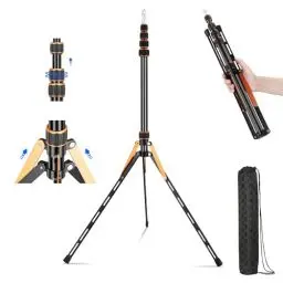 Produktbild: Soonpho 220cm Klappbares Light Stand Aluminium Lichtstativ Reise Lampenstativ Aluminium Fotografie Lichtständer mit 180° wendbaren Beinen,1/4”-3/8” Adapter und Tasche für Outdoor Reisefotografie