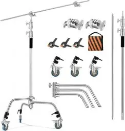 Produktbild: Soonpho C Stand 3m Edelstahl Heavy Duty mit Galgenstativ 330cm und 130cm Haltearm Kit,4 Grip Head Einstellbar,Lichtstativ,für,Softbox,Aufnahmestudio,Monolights,Fotoreflektoren,Flash,Kamera
