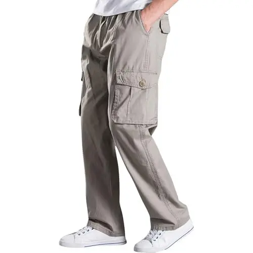 Produktbild: SOOUICKER Cargohose Herren Relaxed Fit Viele Taschen Outdoor Hosen für Herren Cargo Wanderhose mit Seitentaschen Herren Cargohose Herren Baggy Outdoor Arbeitshose Männer Cargo Weit