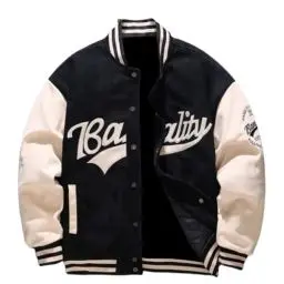 Produktbild: SOOUICKER College Jacke Herren Oldschool Sweatjacke Herren Ohne Kapuze Bomberjacke Herren Vintage College Jacke Herren Oversize Baseball Jacke Übergangsjacke Herren Sportlich
