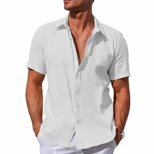 Produktbild: SOOUICKER Hemd Herren Kurzarm Freizeit Freizeithemden für Herren Sommer Übergröße Sommerhemd Herren Regular Fit Kurzarmhemd Herren Einfarbig Hemd Herren Urlaub Casual Elegant