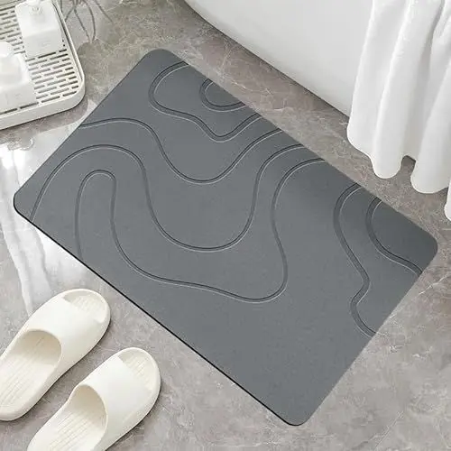 Produktbild: Sophisticate Badezimmervorlage aus Kieselgur Hygienische Saunamatte rutschfest Weiche und Bequeme Extrem Saugfähige Badematte 60x39cm Super Saugfähig Badezimmermatte Badezimmerteppich, JS-03542