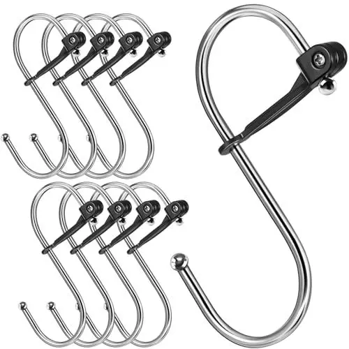 Produktbild: Sopito Haken Zum Einhängen, 8 Stück S Haken Aufhänger mit Sicherheitsschnalle, Metall Haken Passender Durchmesser bis 3.2 cm für Küche Garderobe Hooks for Hanging