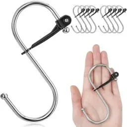 Produktbild: Sopito Haken zum Einhängen Groß, 8 stück S Haken mit Sicherheitsschnalle, Robuste Haltbar Vielseitigkeit Metall Hacken Passender Stab Durchmesser bis 3.3 cm für Küche Garderobe Garage