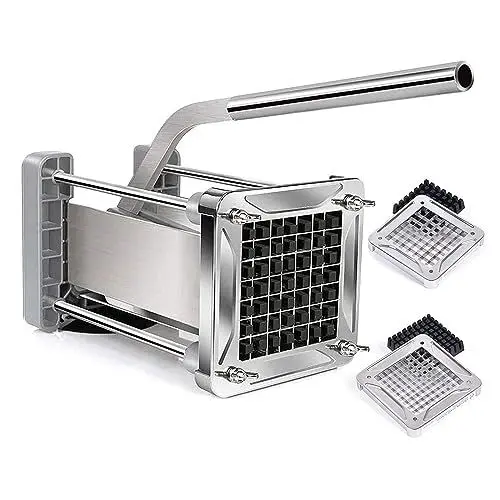 Produktbild: Sopito Pommesschneider Edelstahl Professioneller, Pommes Frites Schneider French Fries Cutter mit 9x9mm und 12x12mm Klinge für Küche