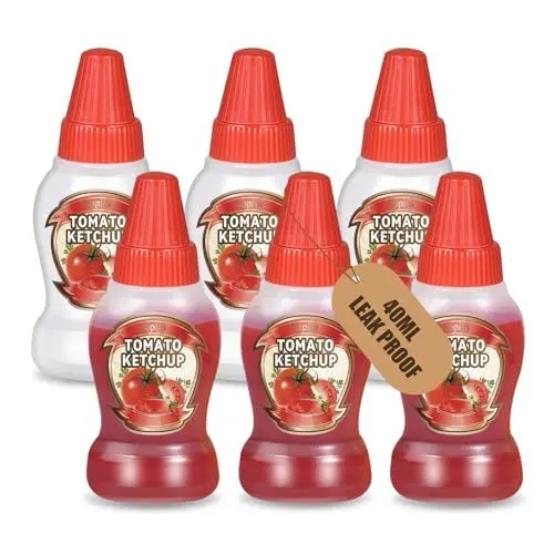 Produktbild: Sopito Squeeze Flaschen, 6 stück 40ml Mini Quetschflasche Flasche mit Kappen Dressingshaker Kein Leck für Ketchup Honig Salat Senf DIY Crafts Kunst Malerei