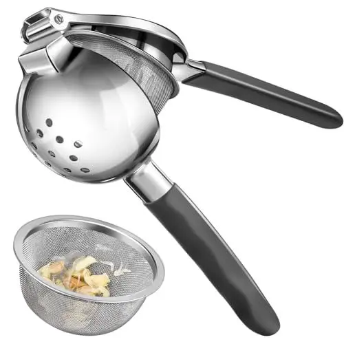 Produktbild: Sopito Zitronenpresse, Manuelle Zitronenpresse Edelstahl mit Sieb, 7cm Durchmesser, Robustheit Zitruspresse Lemon Squeezer Citrus Juicer Press für Limonade, Cocktails, Bars