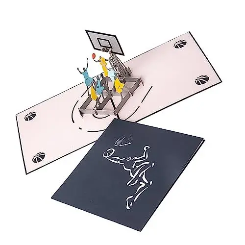 Produktbild: SOPOTUTU Basketball Grußkarte Handgemachte Romantische Hollow Design Karte für Abschlussfeier Kreative Papierkunst für Dunkelblau