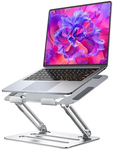 Produktbild: Soqool Laptop Ständer Höhenverstellbar, Faltbarer Laptop Stand aus Aluminiumlegierung Ergonomischer, Laptopständer Kompatibel mit Alle 10-16 Zoll Laptops wie MacBook Air,Huawei, Dell, Lenovo (Silber)