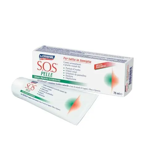 Produktbild: S.O.S Dr Ciccarelli, Soforthilfe Creme, Reduziert Rötungen, Brennen und Juckreiz auf der Haut schnell und effektiv, 100% Made in Italy, Dermatologisch Getestet, 75 ml Tube