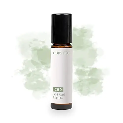 Produktbild: SOS Kopf Roll On mit CBD-Öl - Soforteffekt bei Migräne & Kopfschmerzen | 100mg Cannabidiol, ätherischen Öle, Eukalyptus & erfrischendes Pfefferminz-Öl | Lindernd und klärend | 100% vegan | CBDVITAL