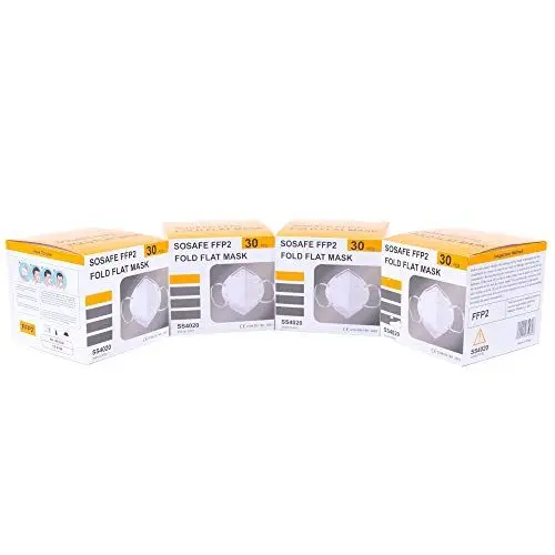 Produktbild: SOSAFE FFP2 Mundschutz Maske perfekt für Mund- und Nasenschutz Schutzmaske 4-lagig (4X 30 Stück), white