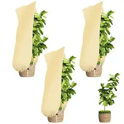 Produktbild: Sosayet Winterschutz für Pflanzen 100x80cm 70g/m², 3 Stück Winterschutz für Kübelpflanzen mit Reißverschluss Zugband, Reißfest Wiederverwendbar Frostschutz Pflanzenschutz Winter für Olivenbaum Palmen