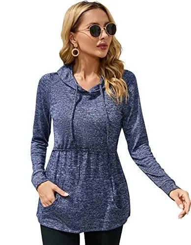 Produktbild: Sosolism Stillpullover Damen Langarm Stilltops Langarm Stillshirt mit Tasche,Dunkelgrau,Größe S