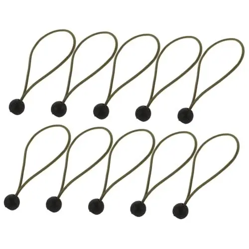 Produktbild: Sosoport 10st Elastisches Kugelkopfseil Kugel-Bungee-seile Tarp-bungees Mit Bällen Bungee-Seil Mit Kugel Universelle Bungee-zurrgurte Spanngurt Elastisches Seil Mit Kugel Olive Green Pp