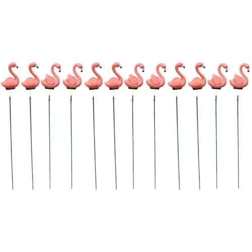 Produktbild: Sosoport 12 Stk Gartendekoration bauernhoftiere Figuren outdoor deko Garten Deko Ideen deko für draußen Garten Ornament Flamingo Gartenschmuck Garten-Flamingo-Einsatz Pflanzpfähle Metall