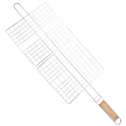 Produktbild: Sosoport 1 STK Gegrilltes Fischnetz Aus Edelstahl Holzkohlekörbe Grillkorbgriff BBQ-drahtgeflecht Fischgrillclip Grillgitter Picknick Grill Gitter Kleiner Grill Toast Rostfreier Stahl