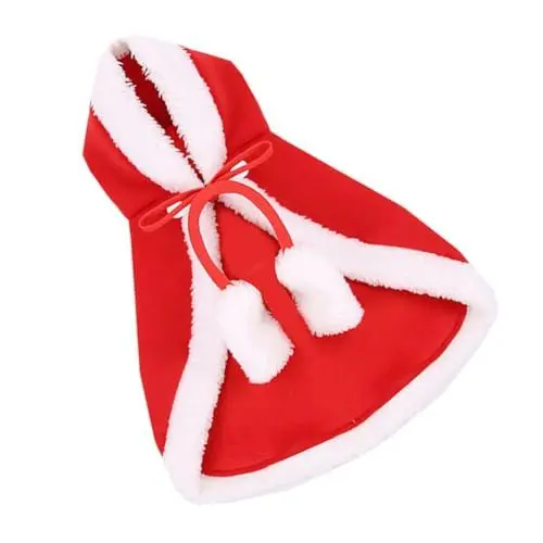 Produktbild: Sosoport Haustier Weihnachtskostüme Set Hund Katze Roter Hut Mantel Shake Grain Fleece Feine Handwerkskunst