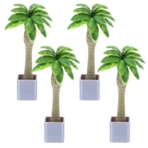 Produktbild: Sosoport Mini-kokospalme Bonsai 4 Stück Realistische Kunstpflanzen Für Schreibtisch Büro Heimdekoration Basteln Dekorativer Miniaturbaum
