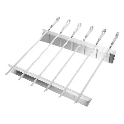 Produktbild: Sosoport 1 Satz Grillrost Aus Edelstahl Tragbare Grillspieße Metall-spieße Grillspießhalter Praktische Grillspieße Fleischgrillrost Grillständer Im Freien Grillroste Rostfreier Stahl Silver