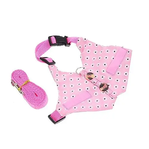 Produktbild: Sosoport 1 Satz Hasenkleidung kleines hundegeschirr Hasenweste Welpenkleid Blumendruckweste für Haustiere Bunny Suit hasenkostüme Sommerhasen-Geschirr Kaninchendruckkostüm Baumwolle Rosa