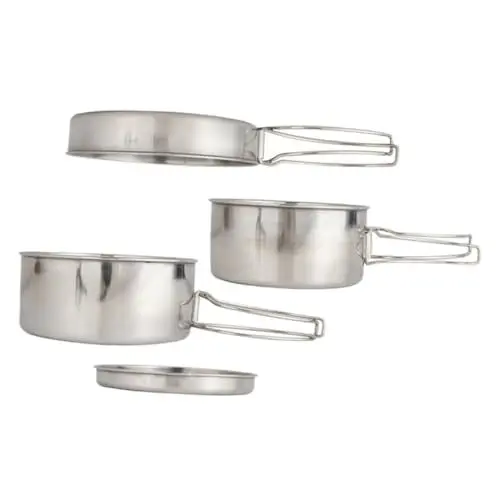 Produktbild: Sosoport 1satz Camping Kochgeschirr Set Aus Edelstahl Teiliges Set Für Outdoor-aktivitäten Leicht Und Kompakt Für Camping Wandern Und Picknick Enthält Topf Pfanne Teller Und Tassen