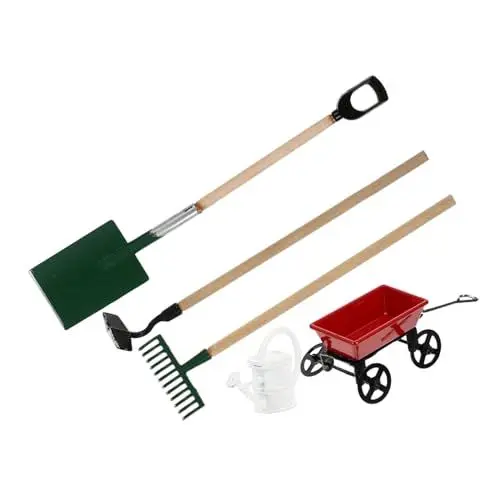 Produktbild: Sosoport 1 Satz Puppenhaus-Werkzeuge Kindergartengeräte Mini-gartengeräte Gartenbepflanzung Grubber Heimzubehör Mikrospielzeug Bollerwagen Für Kinder Mini-Wagen Miniatur Gartenschaufel Holz