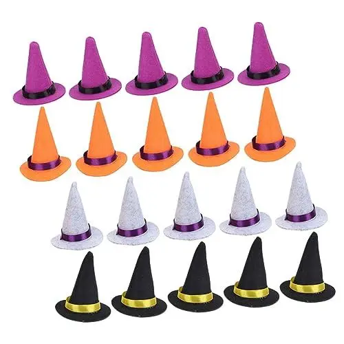 Produktbild: Sosoport 20St Hut Halloween-Dekorationen Mini-Hexenhüte aus Filz Halloween-Partygeschenke Hexenkostümzubehör Mini-Hexenhüte für Getränke Mini-Partyhüte kleine Hexenhüte zum Basteln Baby