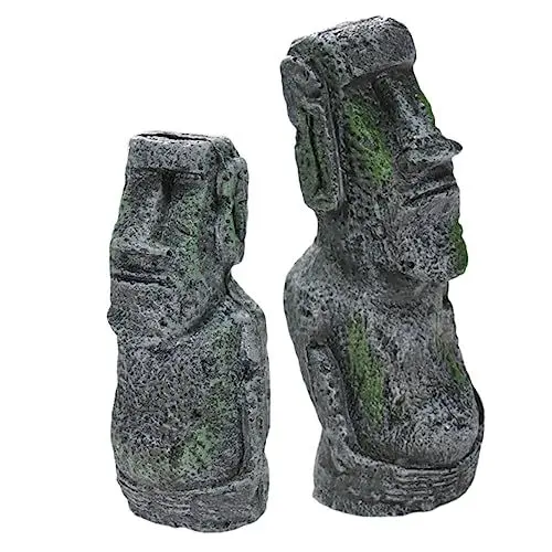 Produktbild: Sosoport 2St Aquarienverzierungen Inselstatue Moai-Statue Aquarienlandschaft schöne Skulptur Aquarium-Dekor tierfiguren wohnzimmerdeko gartendeko rostoptik Heimdekoration Inselskulptur Harz