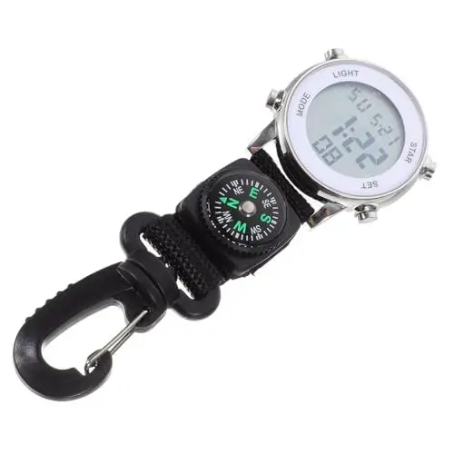 Produktbild: Sosoport 2St Multifunktions-Wanduhr spangenuhr Outdoor Uhr Kleidungsclip-Uhr Outdoor-Uhr klickschnell Taschenuhr mit Karabiner Abs Taschenuhren für Herren Rucksackuhr Zinklegierung Silver