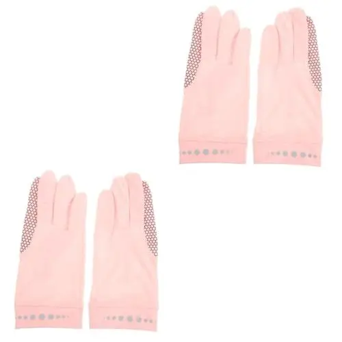 Produktbild: Sosoport 2 Paar Touchscreen-Sonnenschutzhandschuhe Golfhandschuhe für Damen elastische Reithandschuhe Halbfingerhandschuhe Damen Fitnesshandschuhe Outdoor-Versorgung Nylon (Eisseide) Rosa