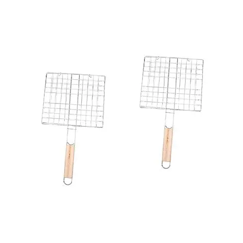 Produktbild: Sosoport 2 STK Grillnetz tragbare Grillkohle Dekorationswerkzeuge Räucherkohle tragbarer Grill Gas Holzkohlegrills Grillfutter-Maschenklemme Tragbare Grillmaschenklemme Falten Gitter Eisen