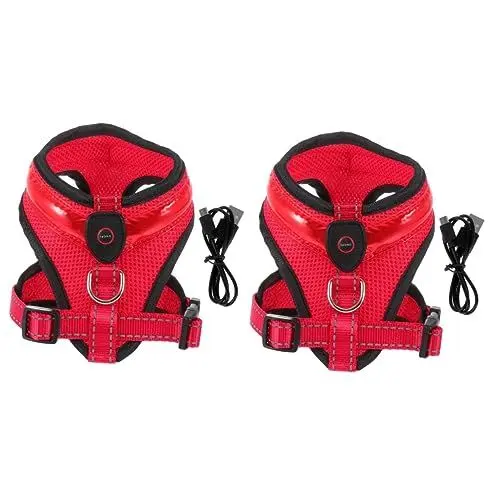 Produktbild: Sosoport 2 Sätze Leuchtweste Für Hunde Verstellbare Haustierweste Praktische Hundeweste Sommeroutfits Hundeweste Kostüm Modejacke Kleidung Flash-kostüm Nylon Atmungsaktiv Rot Hundeleine