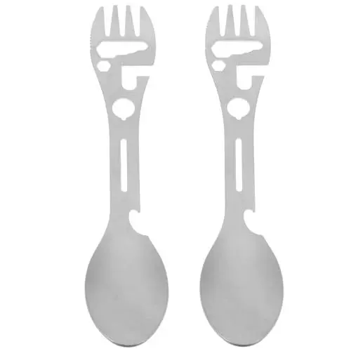 Produktbild: Sosoport Edelstahl Camping Spork Löffel Tragbare Wandern Löffel Flaschenöffner Für Outdoor-aktivitäten