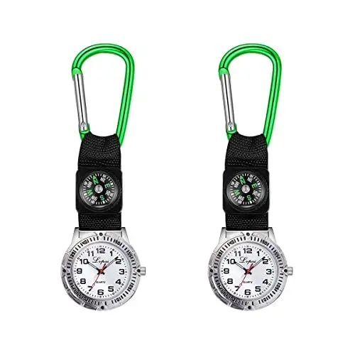Produktbild: Sosoport 2 Stück Bergsteigeruhr mit Kompass Taschenschwesternuhr Design Einfache Modeuhren (Grün)