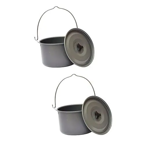Produktbild: Sosoport 2 Stück Hängetopf Camping Wasserkrug Reiserucksack Reisestativ Camping Hängendes Kochgeschirr Edelstahl Wasserflasche Lagerfeuertopf Kochen Im Freien Kochgeschirr