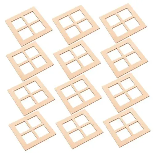 Produktbild: Sosoport 30 STK Puppenhaus-Fensterdekorationen Puppenstubenmöbel simulieren Puppenhaushandwerk aus Holz Mini- Holztür Miniatur-Puppenhauszubehör puppenhaus möbel hölzern