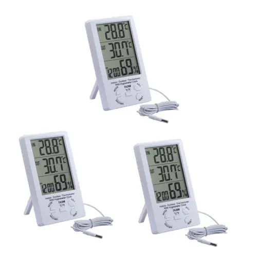 Produktbild: Sosoport 3St Elektronisches Hygrometer طاقه شمسيه sonnenenergie Zeituhr thermometer topf Kinderzimmer Temperaturanzeige Feuchtigkeitsanzeige raumthermometer innen LCD-Thermometer Weiß