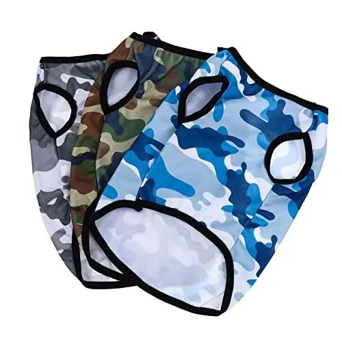 Produktbild: Sosoport 3St Haustierweste Atmungsaktive Kleidung für Welpen Camouflage-Jacke für Jungen hundepullover hundepulli Hawaiihemd Tanktops Haustierkleidung Tarnweste für Welpen Kleiner Hund