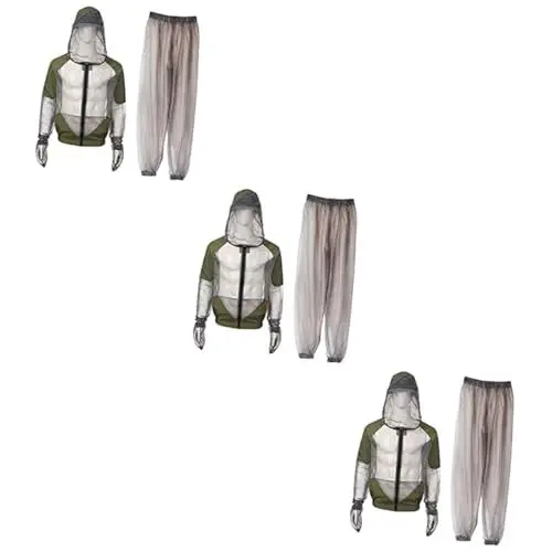 Produktbild: Sosoport 3St Mückenanzug Netzjacke Mückenschutzanzug Anti- Damenblazer Arbeitshosen Schutzkleidung zum Angeln aus Mesh Netzanzug mit Kapuze einstellen Sportbekleidung Arbeitskleidung Mantel