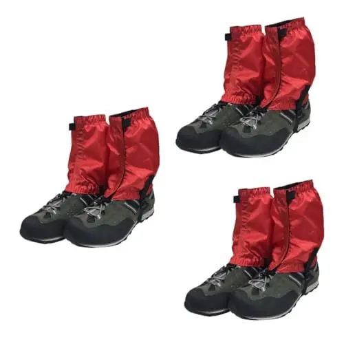 Produktbild: Sosoport 3 Paare knöchelhohe Gamasche Beinschutz Gamaschen für Trekking Schneestiefel Kletterstiefel Gamaschen Wandern wasserdichte schuhüberzieher Stiefel für Männer Outdoor-Gamaschen rot