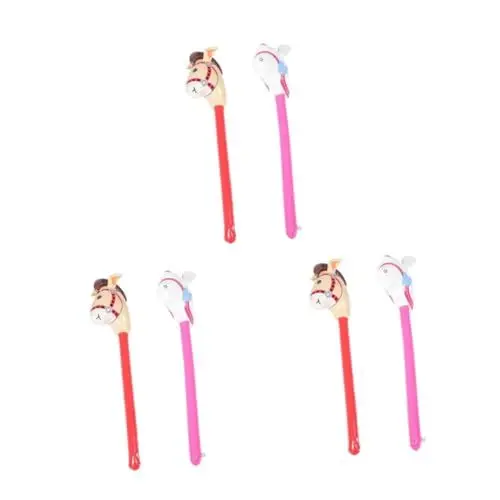 Produktbild: Sosoport 3 Sätze Aufblasbarer Pferdekopfstock Stockpferde Für Erwachsene Plastikpferde Aufblasbarer Stock Lange Ballonstäbchen Aufblasbare Cowgirl-Party Großer Ballonstab PVC 2 Stück * 3